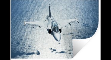 Muursticker Straaljagers - Een straaljager over het donkerblauwe water - 30x20 cm - zelfklevend plakfolie - herpositioneerbare muur sticker