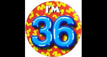 Paper Dreams Button I'm 36 Staal 5,5 Cm Geel/blauw/rood