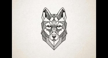 Line Art - Wolf 4 - L - 109x67cm - Zwart - geometrische wanddecoratie