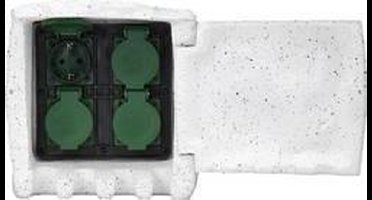 Renkforce 1168609 Buitenstopcontact 4-voudig Wit, Grijs Steenlook