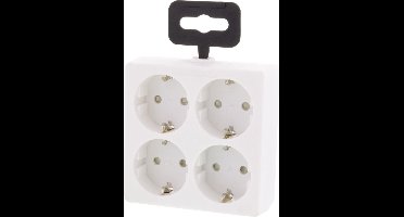 Stekkerdoos 4-voudig randaarde Vierkant Wit