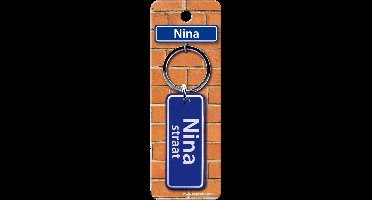 Paper Dreams Sleutelhanger Straatnaam Nina 9 Cm Staal Blauw