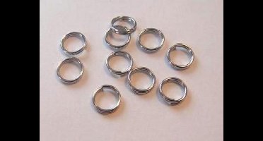 Dubbel splitring zilverkleur 6 milimeter 10 Stuks