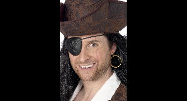 Smiffys - Pirate Eyepatch And Earring Kostuum Accessoire Set - Zwart