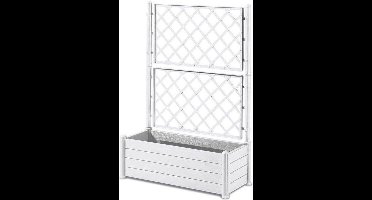 Stefanplast plantenbak 80 liter  met klimrek / plantenrek - wit - 100x42x142 cm