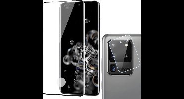 Screenprotector geschikt voor Samsung S20 Ultra + Camera Protector - Full Glas