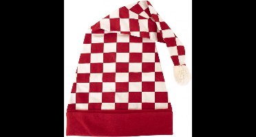 Slaapmuts rood/wit geblokt