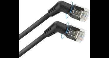 ACT Zwarte 2 meter U/FTP CAT6A Slimline patchkabel met draaibare 360° RJ45-connectoren DD1902