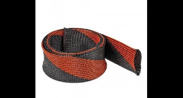 Polyester kabelsleeve | rekbaar | 50mm | zwart/rood | 2 meter