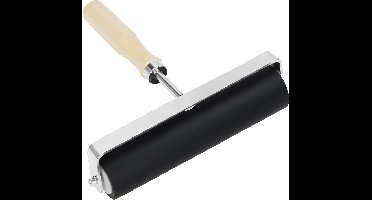 Allecto plus - Rubberen Print Roller 15 cm - Zwarte Linoleum Roller met Houten Handvat voor Stempelen, Inkt, Verf - Ambachtelijke Benodigdheden.