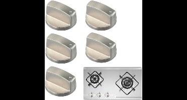 venknoppen - 5 Stuks - 6 mm - Universele Knoppenset Voor Gaskookplaat - Knoppen Voor Kookplaat Gasfornuis En Oven - Voor Gasfornuis, Gas/Elektro Fornuis, Elektrische Oven, Inductie Fornuis, Gas Bbq, Kookplaat
