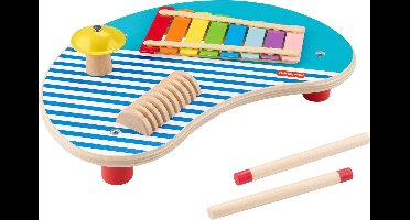 Fisher-Price Houten Muziektafel – Hoogwaardige Kwaliteit – Speelgoed vanaf 2 jaar – 3-Delig Instrumenten set Voor Kinderen – Xylofoon, Trommel & Cymbaal – Educatief Speelgoed – Stimuleert Muzikaliteit, Creativiteit & Motoriek – Duurzaam Hout