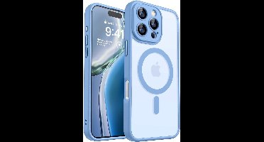 Hoesje Geschikt voor iPhone 16 Pro Max Hoesje Licht Blauw - Hoesje Geschikt voor MagSafe iPhone 16 Pro Max - Shockproof Back Cover met Lens beschermer