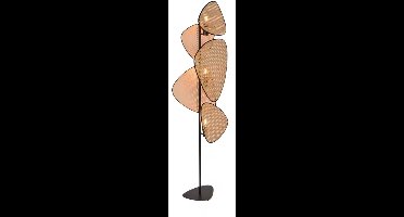 Vloerlamp Rieten Bladvorm – 3x E27 – 179 cm – Met Voetschakelaar