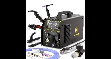 Lasmachine – Lasmachine 4-in-1 – Snijmachine – Gasbeschermd Lassen – Zelfbeschermend Lassen – Digitaal Display – 220V Europese Stekker – Mat Zwart Design