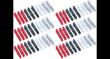 Dirt Devil Kunststof wasknijpers - 60x knijpers - Rood/zwart/wit/grijs - 7 cm - kunststof