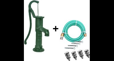 Deltaline Zwengelpomp Gietijzer – Groen – Retro Handpomp – Inclusief 7 m Zuigslang + Bevestigingsset