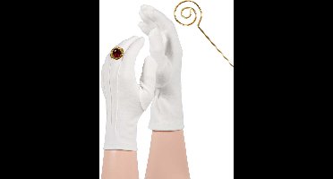 Apollo Sinterklaas handschoenen - wit - maat XL - kort model - katoen - sint en piet - verkleden