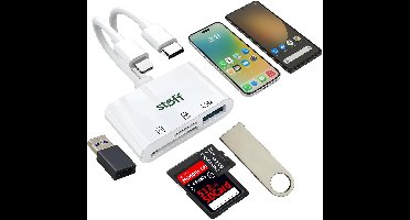Stoff – SD Kaartlezer SD Kaart Lezer - 3 in 1 - SD / Micro SD / TF Card Reader - Kaartlezer - Geschikt voor Macbook Pro / Air / Windows / Universeel - Inclusief USB C naar USB A converter
