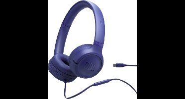 JBL Tune 530 USB-C - USB C Koptelefoon - Bedrade On-ear Headset voor iPhone 15, 16 & 17 - Met Microfoon - JBL Pure Bass - Samsung & Laptop - Blauw