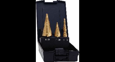 EXACT stappenboren set Ø 4-12/4-20/6-30 mm, spiraalgroef, HSS-TiN...