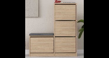 Dude Schoenenkast | 100% MELAMINE | Eiken - Asir Group - Schoenenkast - Bruin - Melamine; Spaanplaat