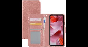 Hoesje - Met Pasjeshouder - Geschikt voor Google Pixel 10 Pro XL - Luxe Bookcase Portemonee - Flip Case - Kunstleer Book Case - Flipcase - Book Cover - Walletcase - Portemonneehoes - Rosé goud