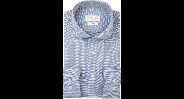 Profuomo slim fit heren overhemd - basket weave - middenblauw - Strijkvriendelijk - Boordmaat: 38