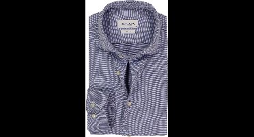 Profuomo slim fit heren overhemd - basket weave - middenblauw - Strijkvriendelijk - Boordmaat: 41