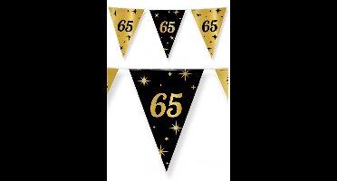 65 jaar Leeftijd verjaardag vlaggetjes - 3x stuks - zwart/goud - 10 meter - versiering - feestartikelen