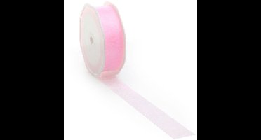 Zacht roze voile lint voor creatieve projecten en decoratie - 25 mm / 25 mtr.