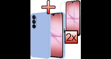 Hoesje - Met 2x Screenprotector - Geschikt voor Samsung Galaxy A17 - Sterk & Shockproof - Back Cover - Siliconen Case - Telefoon Hoes - Lichtblauw