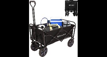 BRASQ Bolderkar Opvouwbaar - 100 Liter - 80 KG Draagkracht - Draaibare wielen mét rem - 90x51x100 CM - Verstelbare hendel - Inklapbare Bolderwagen - Compact – Zwart