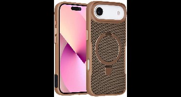 TUNIQ Back cover voor iPhone 17 Air - MagSafe - Ring Stand - Carbon Fiber - Goud