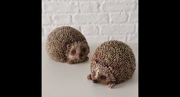 Egel - 2 set - Beeld - Polyresin - Bruin - 11x8x6cm