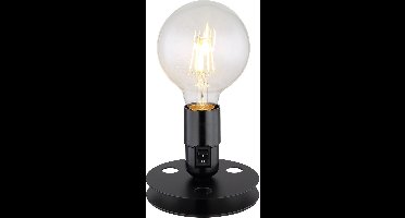 Tafellamp Vintage bedlampje Industrieel zwart Tafellampvoet zonder kap, schakelaar op de fitting, metaal, 1x E27, DxH 12x9 cm