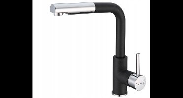 Alveus Siros Keukenkraan Zwart/Chroom - Uittrekbare Spuit, Staand Model