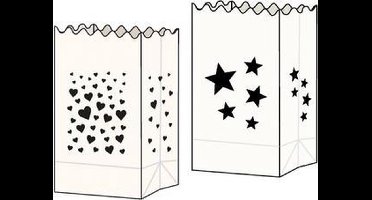 folia light bags 'sterren', klein, papier, wit