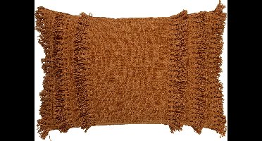 Dutch Decor FARA - Sierkussen 40x60 cm - 100% katoen - met franjes - Tobacco Brown - bruin - Inclusief binnenkussen - Luxe kussens voor woonkamer & bank
