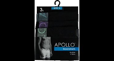 Apollo Boxershort Heren Katoen Zwart 3 Stuks Mt L