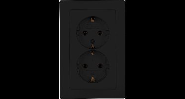 KOPP - Wandcontactdoos - Paris - Inbouw - 1-voudig Dubbel Stopcontact - Randaarde - Kinderbeveiliging - Mat Zwart
