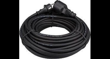 Perel Verlengkabel, H05RR-F 3G1.5, 25 m, 16 A/230 V, 3680 W, type E/F, IP44, rubber, zwart