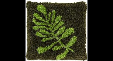 Pako Smyrna knoop kussen borduurpakket - groen palm blad - geprint stramien- 013.329 - DIY kit