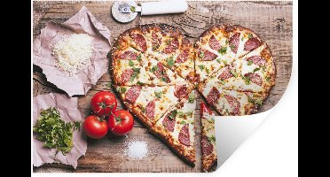 Muurstickers - Sticker Folie - Hartvormige gesneden pizzapunt - 30x20 cm - Plakfolie - Muurstickers Kinderkamer - Zelfklevend Behang - Zelfklevend behangpapier - Stickerfolie