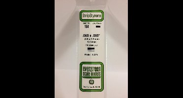 Evergreen Modelbouwdecoratie - 154 Strip 1,5mmX2,0mmX35cm -10 stuks Styreen