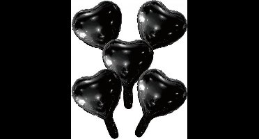 Wefiesta Folieballonnen Hartvorm 22 Cm Zwart 5 Stuks