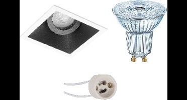 LED Spot Set - LEDVANCE Parathom PAR16 940 36D - Proma Zano Pro - GU10 Fitting - Dimbaar - Inbouw Vierkant - Mat Zwart/Wit - 3.4W - Natuurlijk Wit 4000K - Kantelbaar - 93mm