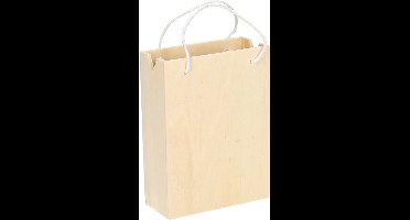 Houten houten tas met hengsel klein  11,7cm x 5,1cm x 16cm