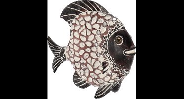 Gerimport Beeld Vis 18 X 7,5 X 17 Cm Polyresin Zwart/wit