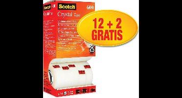 Plakband Scotch Crystal 600 19mmx33m transparant 12+2 gratis